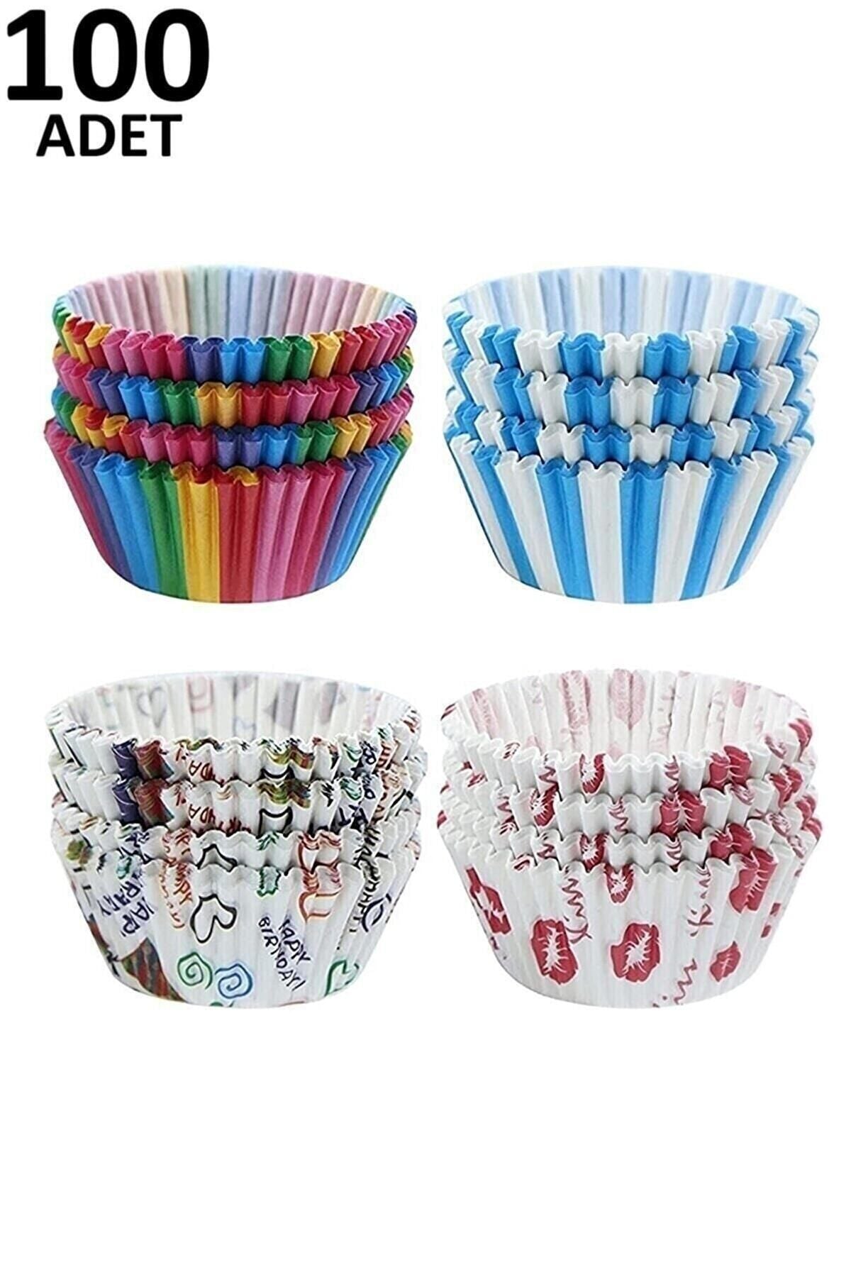 100'lü 6.5 Cm Muffin Browni Cupcake Kağıdı Kek Kalıbı Desenli