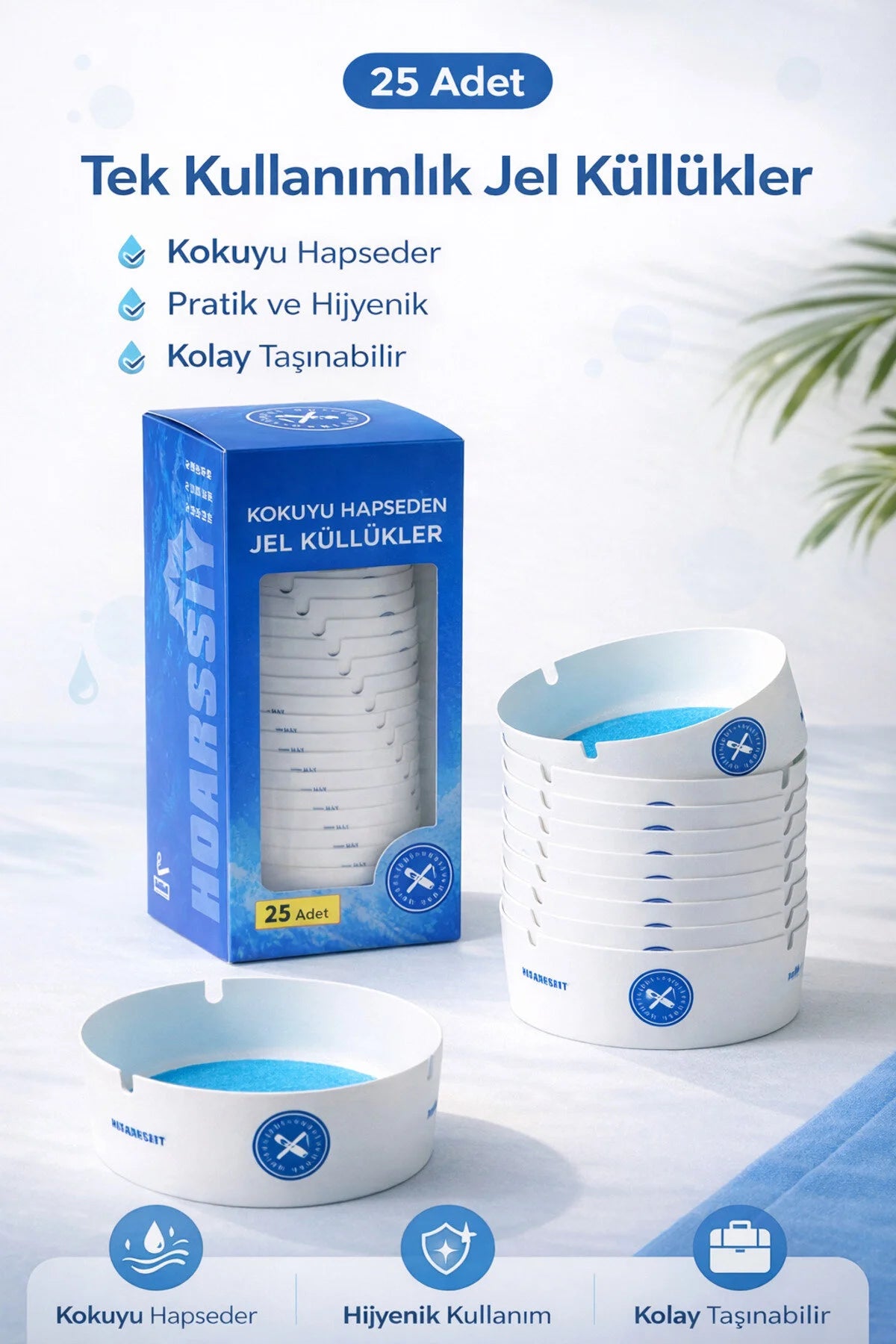 Kokusuz Pratik Kullan At Küllük - Suyla Şişen Jel Kristal Formüllü - Dumansız Hijyenik Küllük - 25 Adet