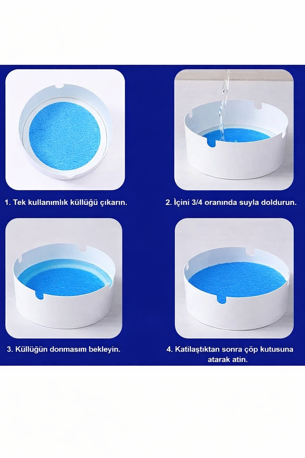 10 Adet Kokusuz Pratik Kullan At Küllük - Suyla Şişen Jel Kristal Formüllü-Dumansız Hijyenik Küllük