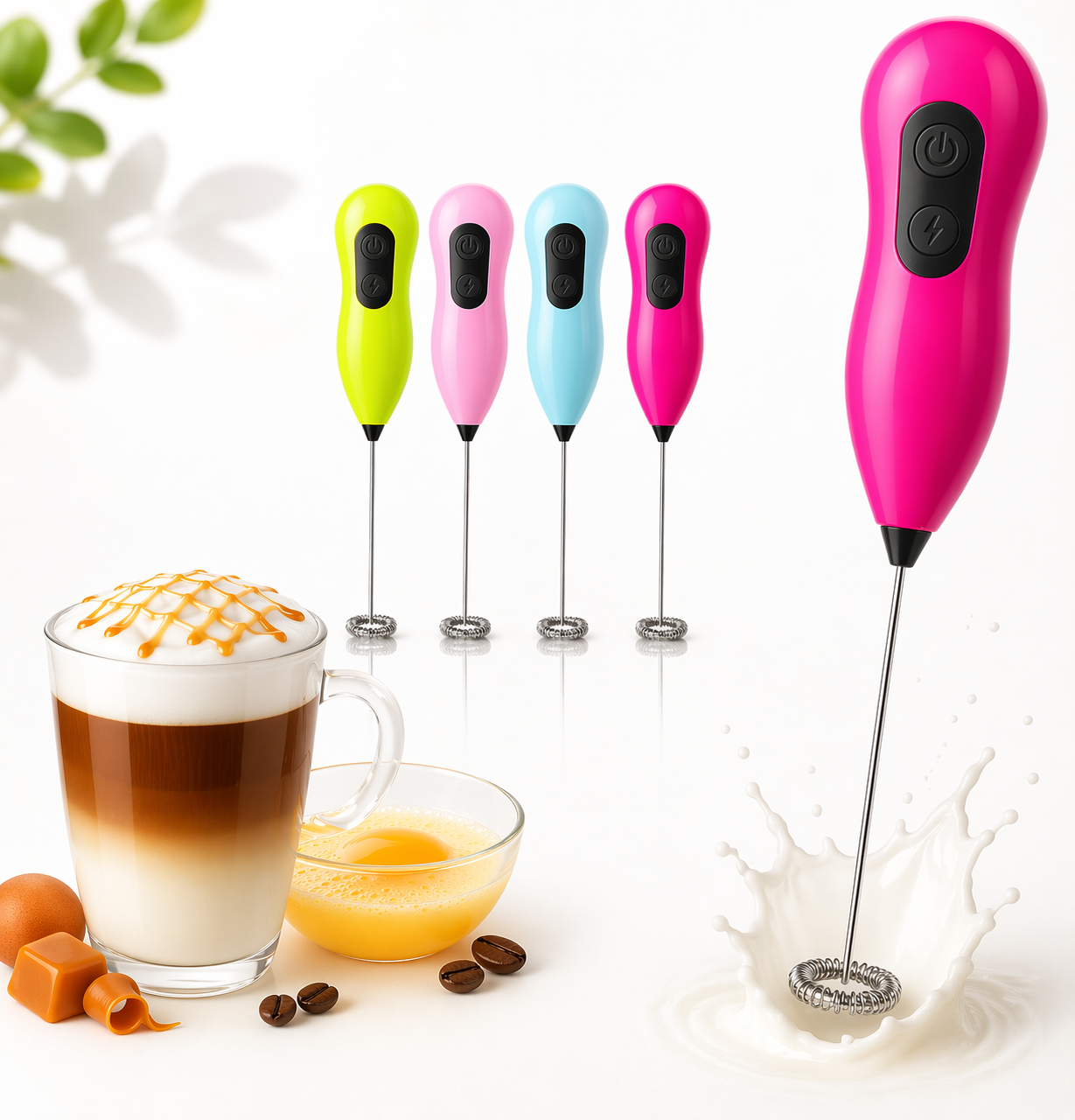 Pilli Süt Köpürtücü Mini Mikser – Kahve, Latte ve Yumurta Çırpıcı (Taşınabilir, Güçlü Motor)