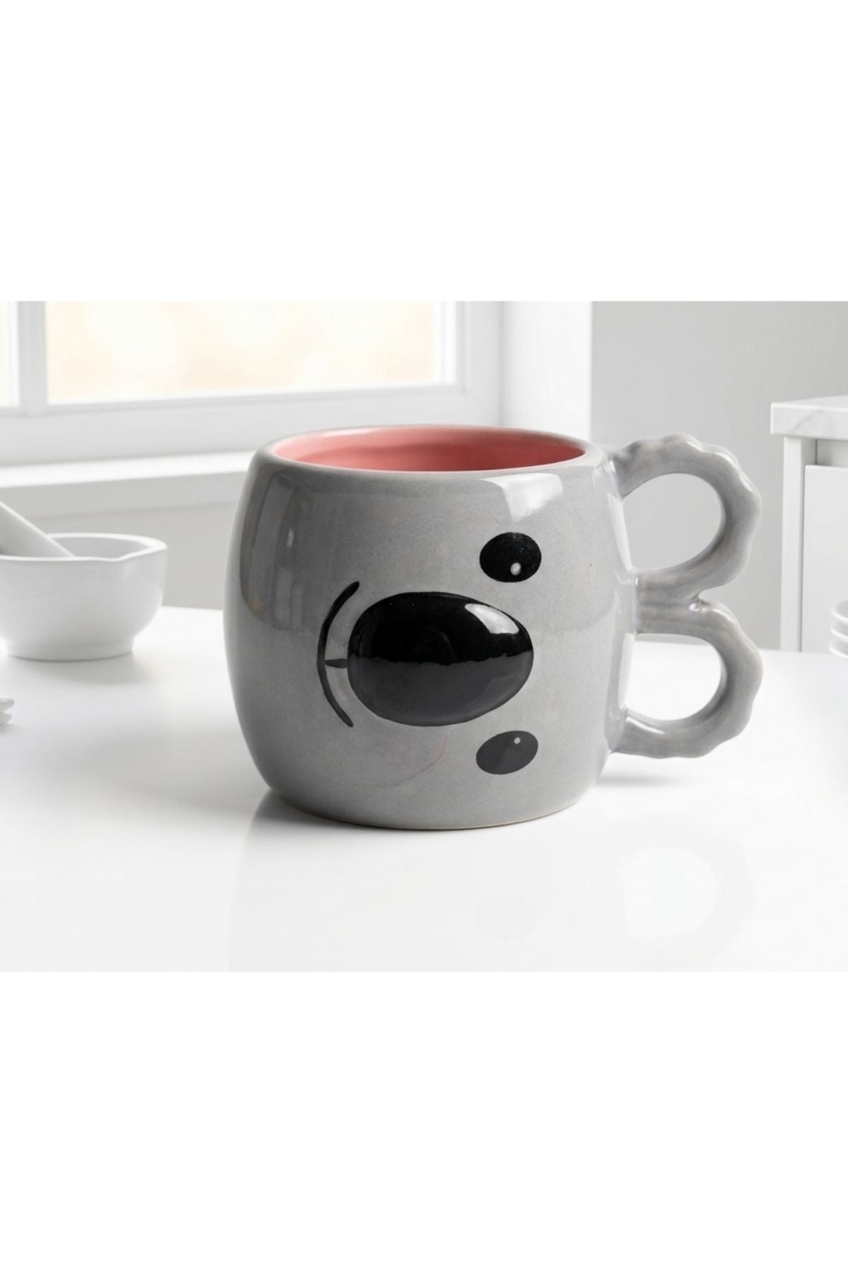 Özel Tasarım 3 Boyutlu Koala Temalı Seramik Kahve ve Çay Kupası - 400 ml