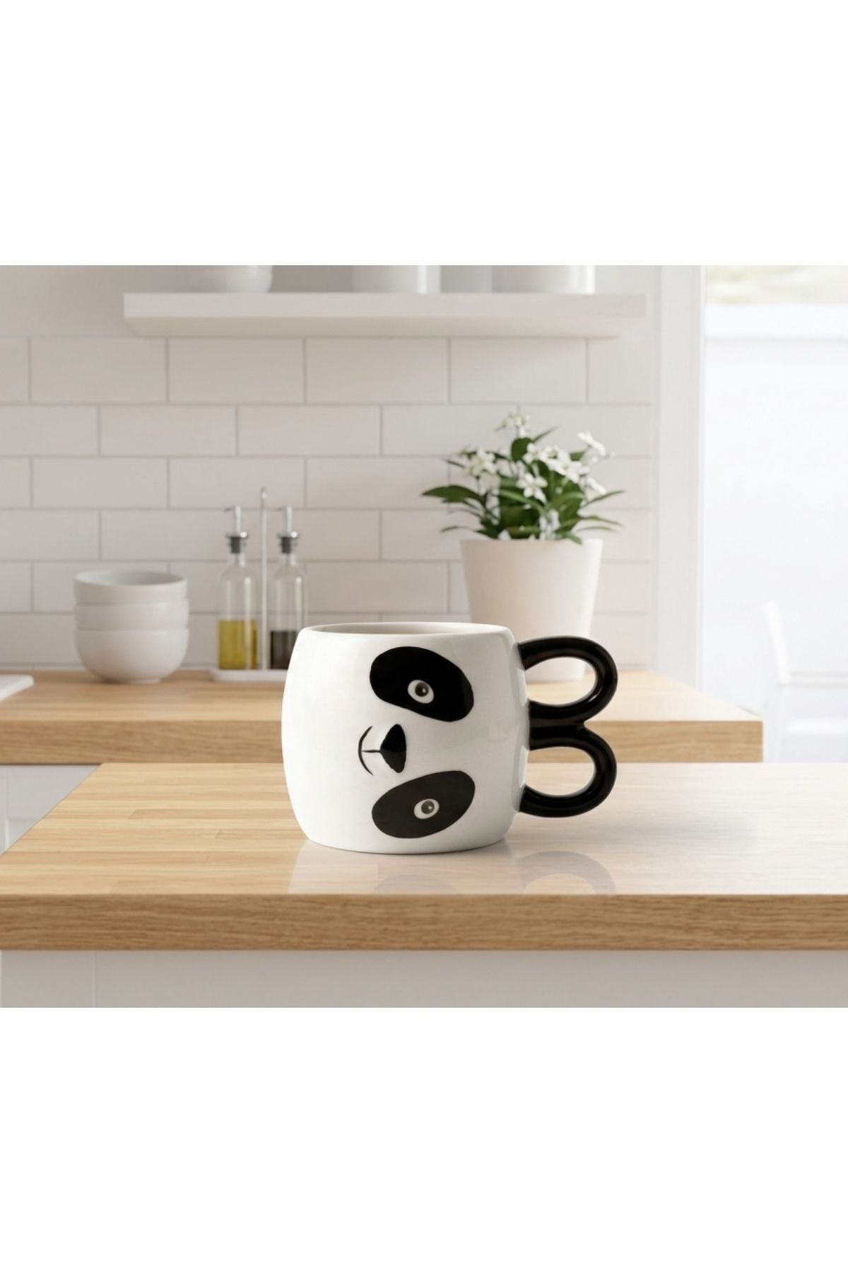 Özel Tasarım 3 Boyutlu Panda Temalı Seramik Kahve ve Çay Kupası - 400 ml