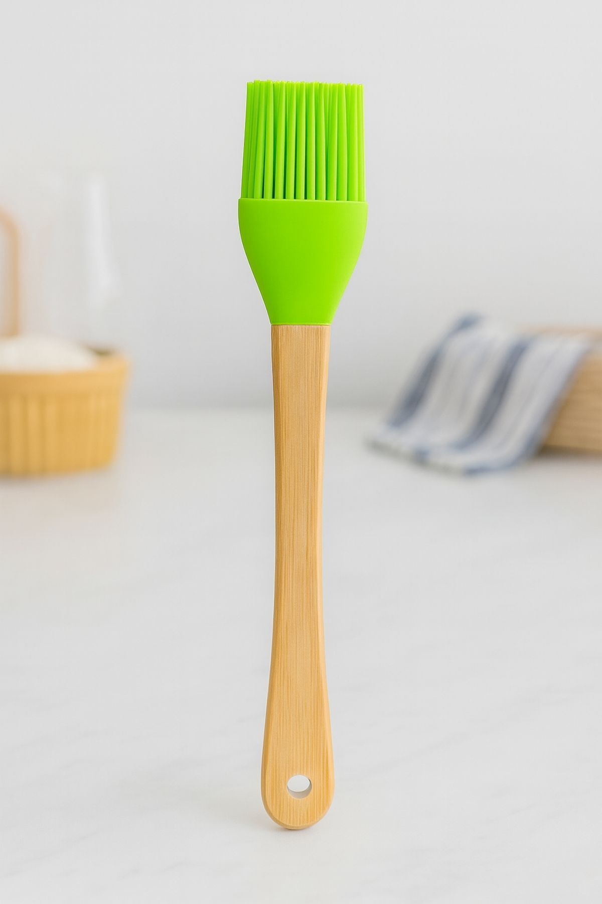 Isıya Dayanıklı Bambu Saplı Silikon Mutfak Fırçası 21 cm