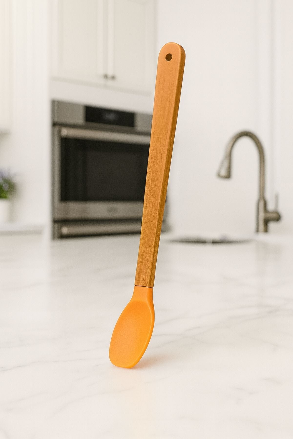 Isıya Dayanıklı Bambu Saplı Silikon Mutfak Spatulası 21 cm