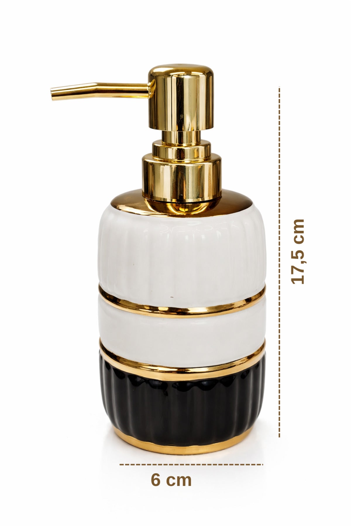 LİNEA Gold Detaylı Porselen Sıvı Sabunluk | Banyo & Lavabo İçin Şık ve Dayanıklı