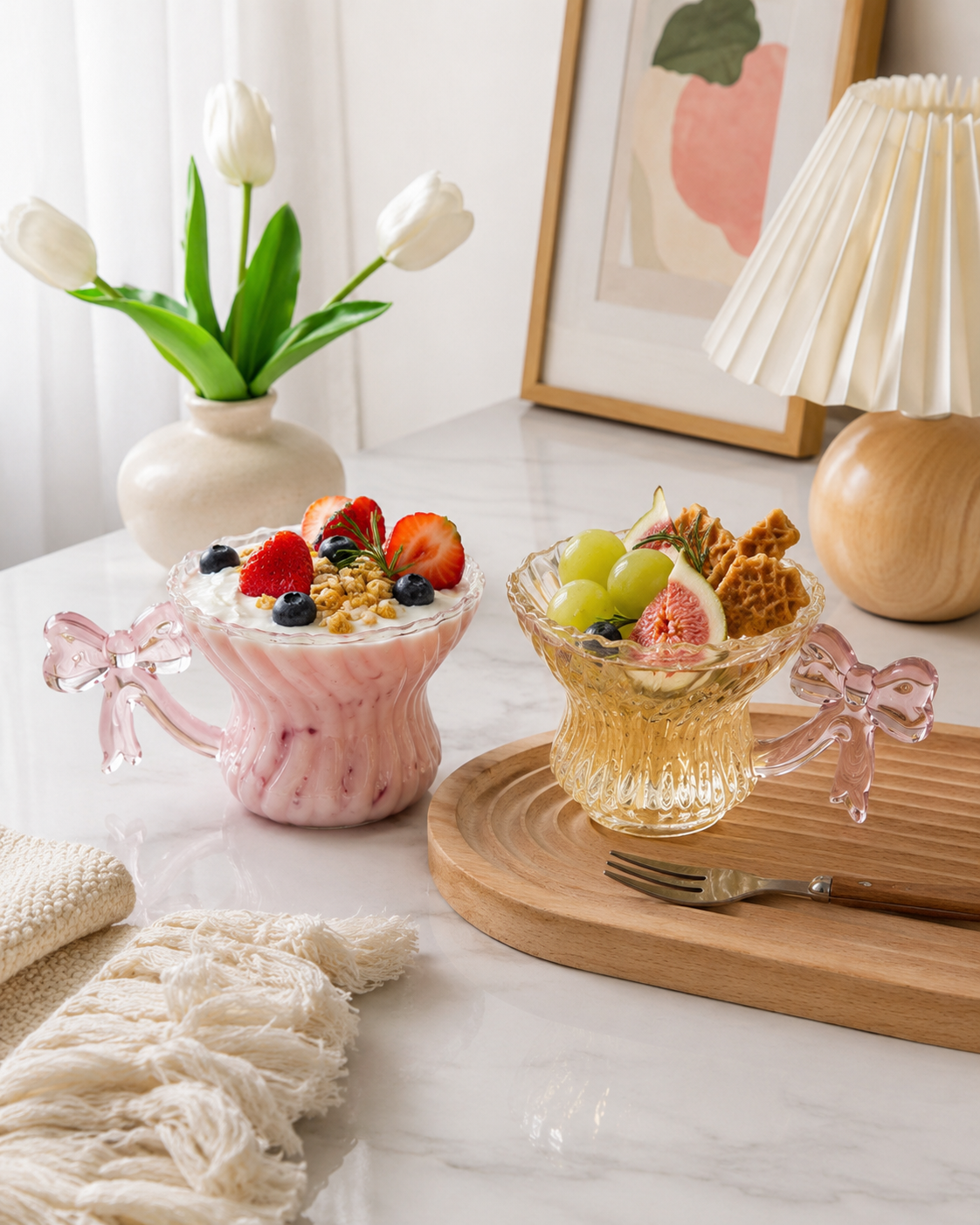 1 Adet 180 ML Fiyonklu Cam Kahve Fincanı –  Kulplu Cam Bardak
