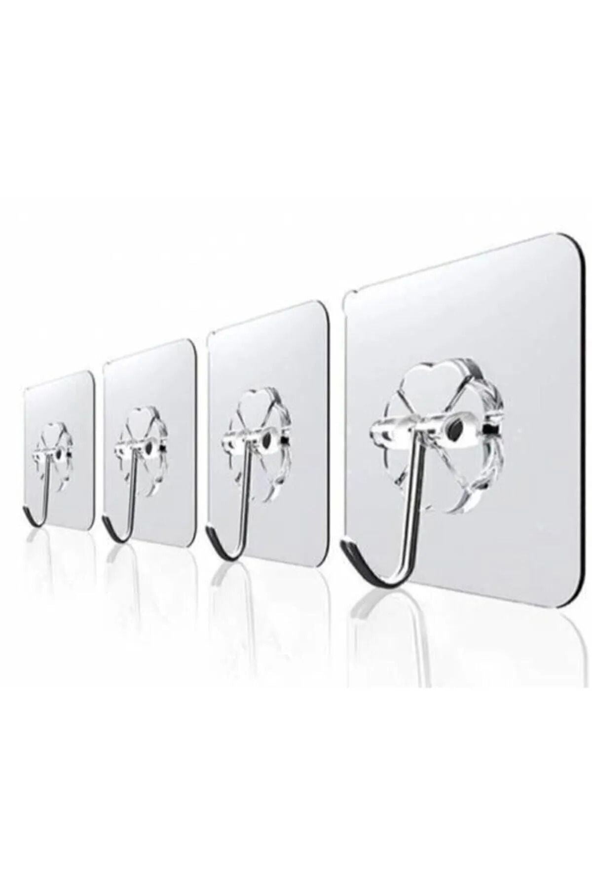 1 Adet Güçlü Şeffaf Duvar Askısı Askılığı Yapışkan Metal Kancalı Mutfak Banyo Askı