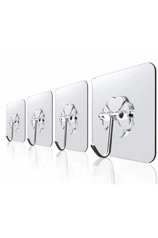 1 Adet Güçlü Şeffaf Duvar Askısı Askılığı Yapışkan Metal Kancalı Mutfak Banyo Askı