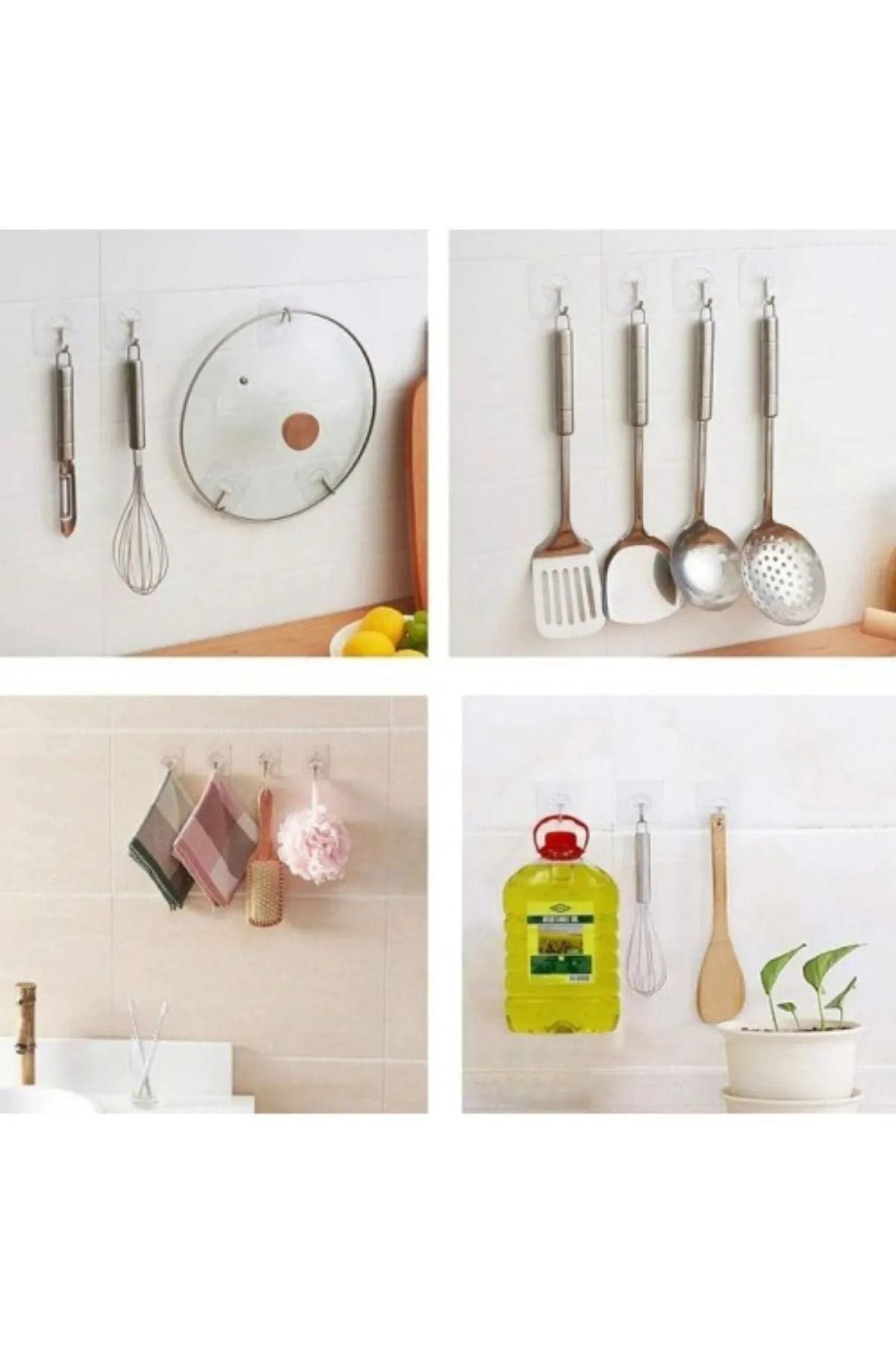 1 Adet Güçlü Şeffaf Duvar Askısı Askılığı Yapışkan Metal Kancalı Mutfak Banyo Askı