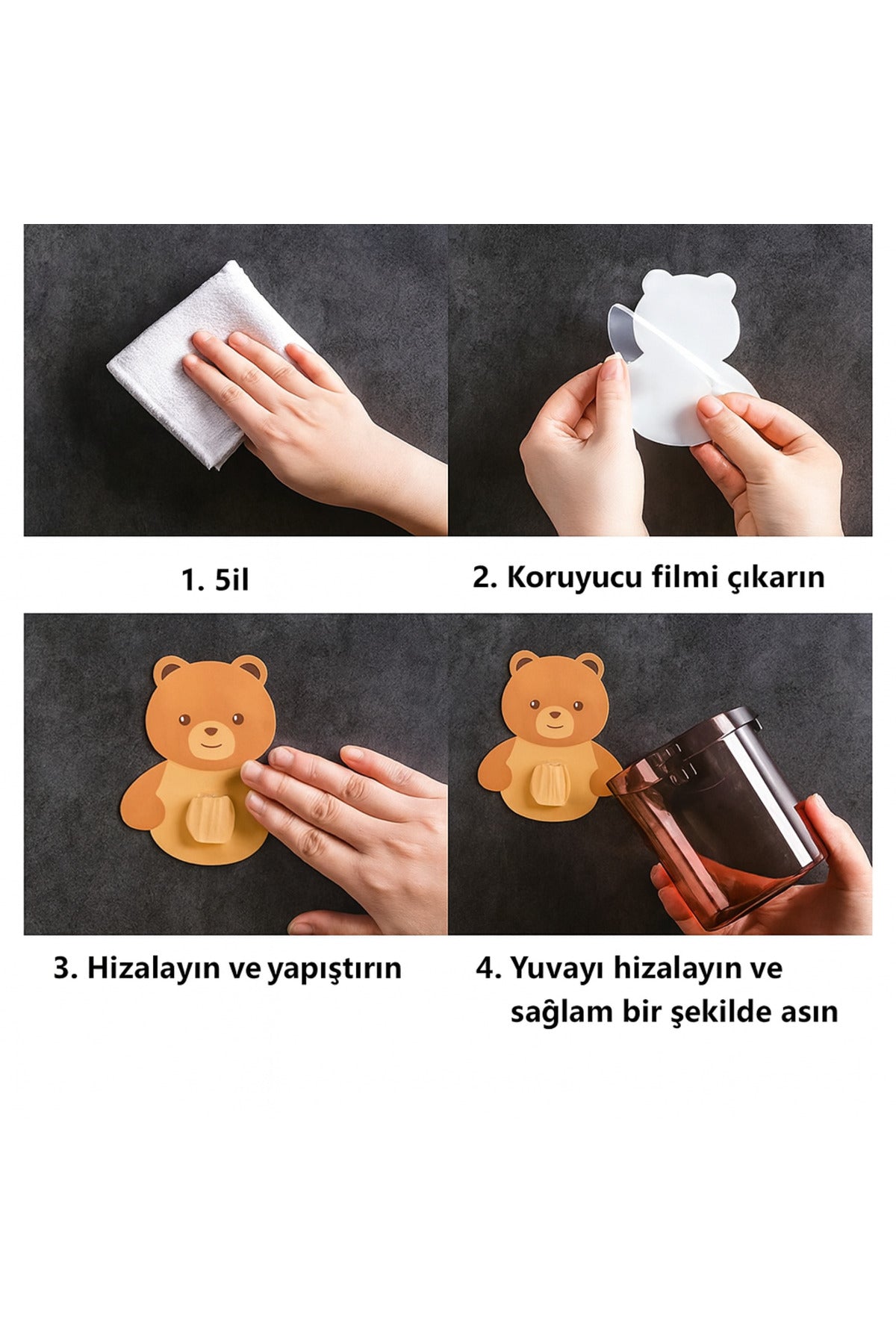 1 Adet Kozmetik Düzenleme Diş Fırçalık Ayı Figürlü