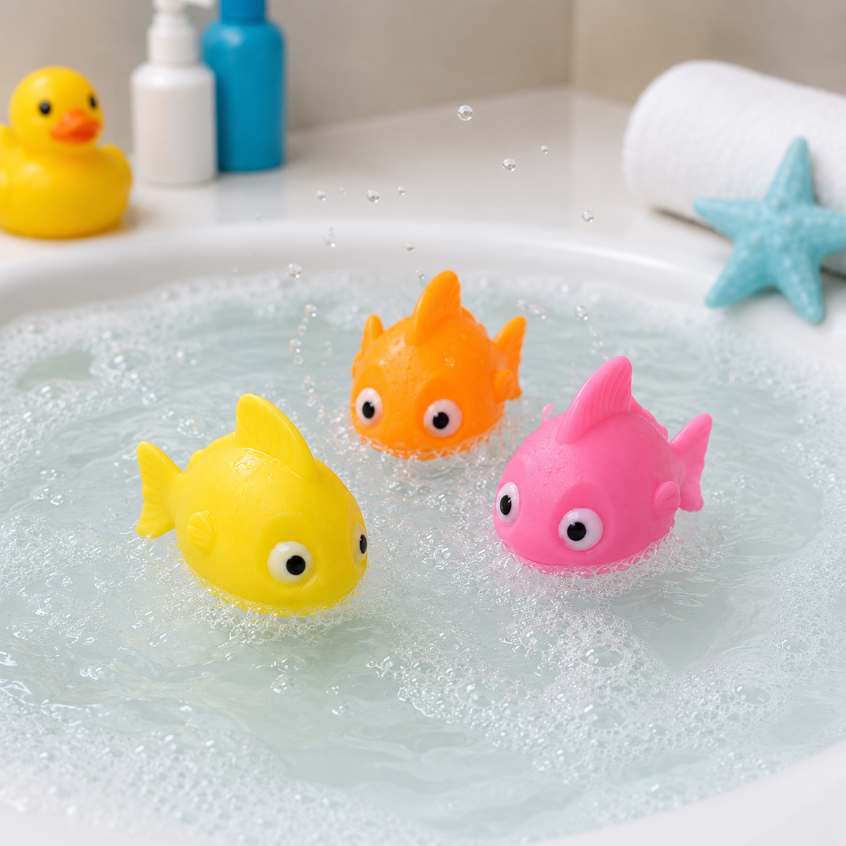 1 Adet Suda Yüzen Ses Çıkaran Renkli Minik Japon Balığı Banyo Oyuncağı Bebek Çocuk Banyo Ve Havuz Oyuncak
