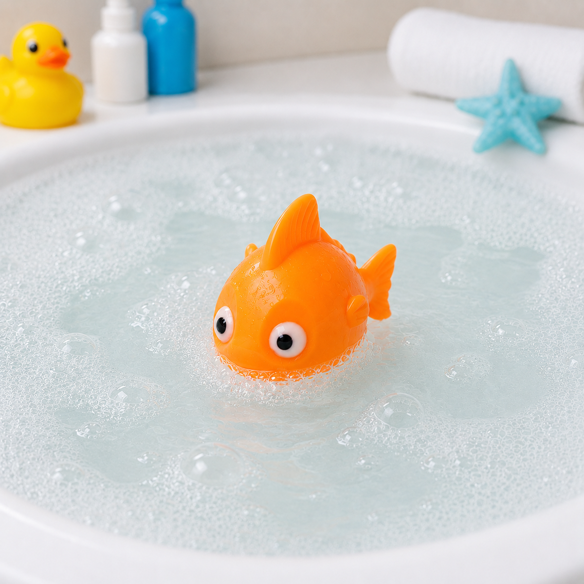 1 Adet Suda Yüzen Ses Çıkaran Renkli Minik Japon Balığı Banyo Oyuncağı Bebek Çocuk Banyo Ve Havuz Oyuncak