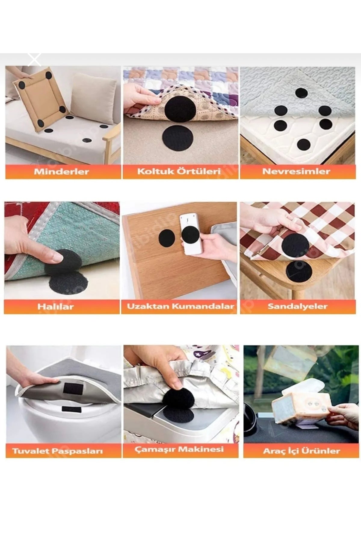 10 Adet Kaydırmaz Ve Yapıştırıcı Cırt Halı Kilim Kırlent Ve Eşya Sabitleme