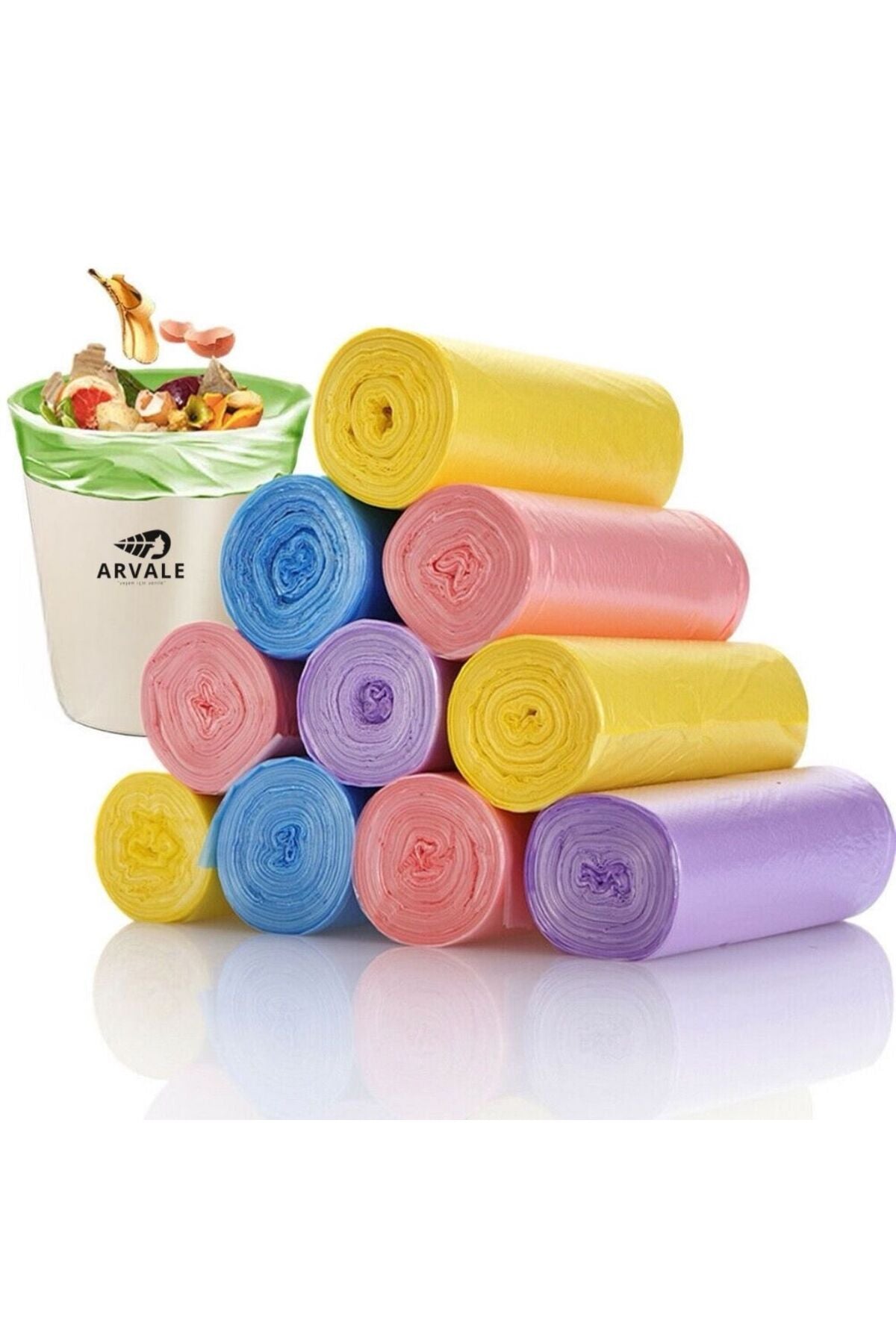 10 PAKET Büyük Boy 65X70 Lavanta Kokulu Büzgülü Çöp Poşeti (100 Adet) Çöp Torbası 60 Litre
