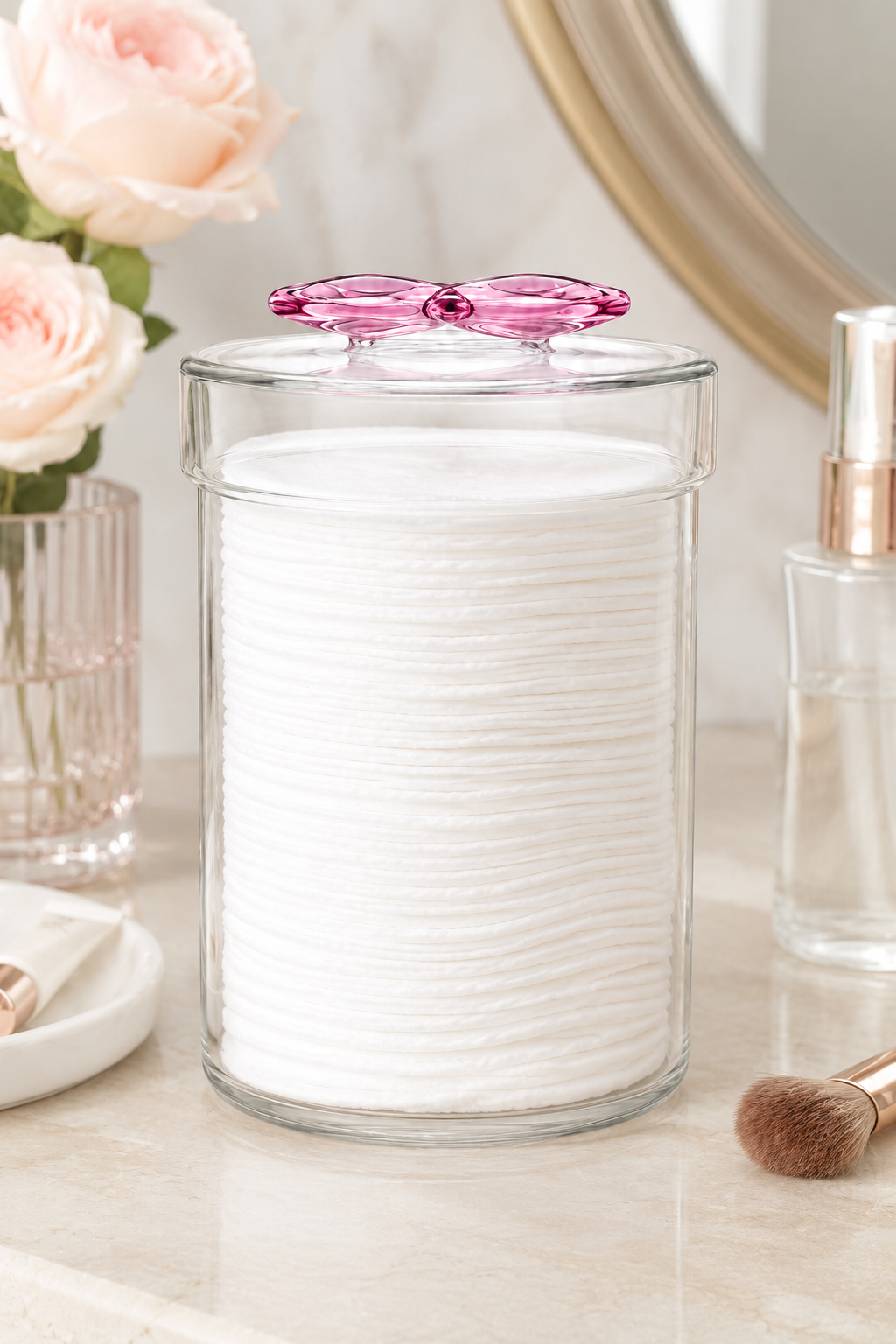 1100 ml Pembe Fiyonklu Cam Saklama Kavanozu – Kapaklı Şeffaf Cam Kavanoz – Çay, Kahve, Şeker ve Kuru Gıda Saklama Kabı