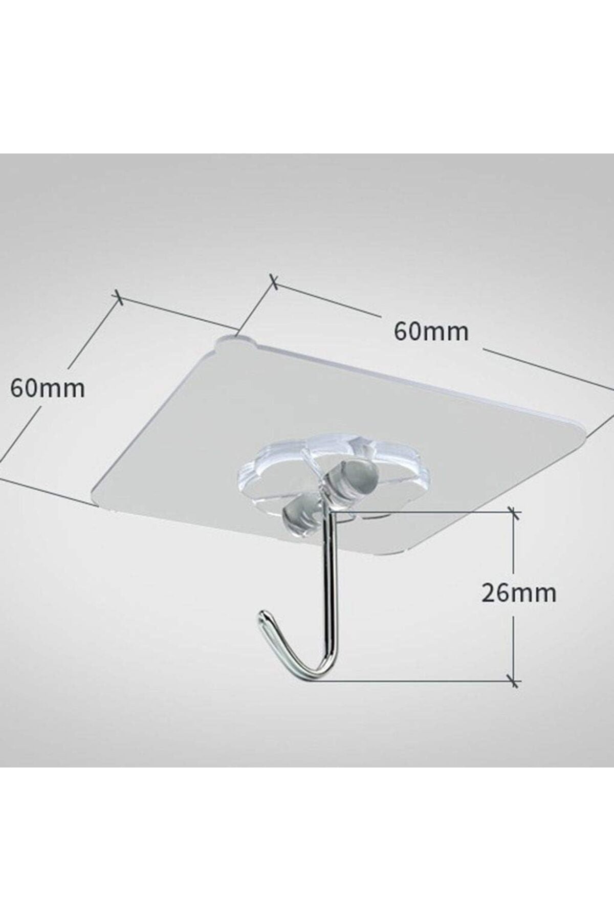 12 Adet Güçlü Şeffaf Duvar Askısı Askılığı Yapışkan Metal Kancalı Mutfak Banyo Askı
