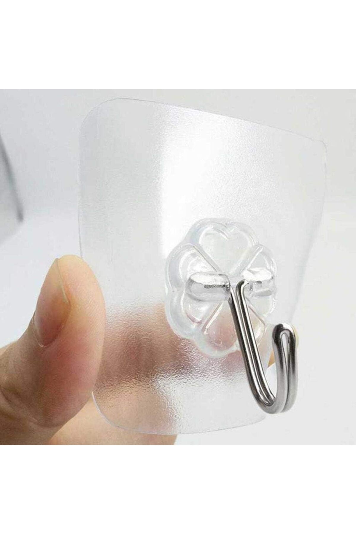 12 Adet Güçlü Şeffaf Duvar Askısı Askılığı Yapışkan Metal Kancalı Mutfak Banyo Askı