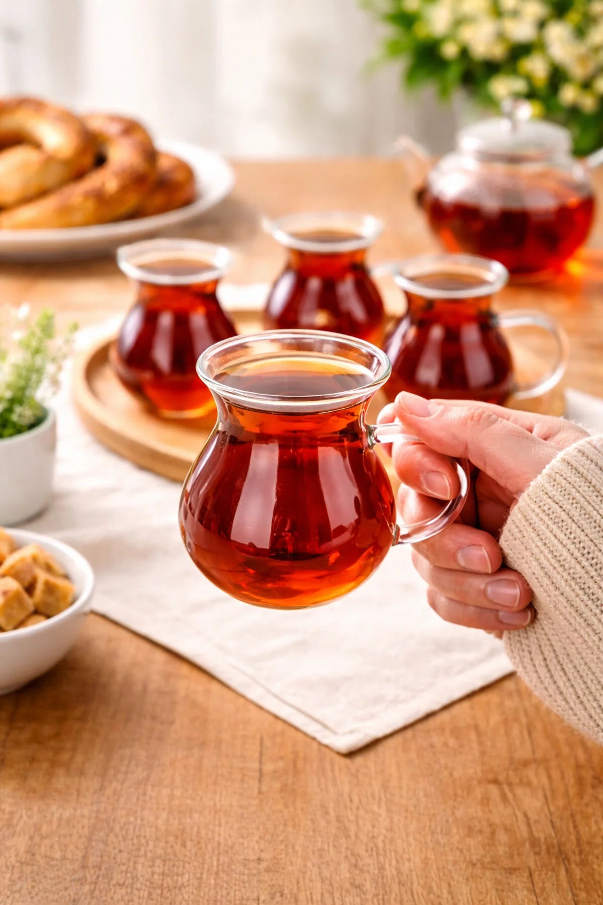 12 Adet Keyfi Ala Çay Bardağı Set - Ateşe Temas Edebilen Borosilikat Cam Bardak Ateşe Dayanaklı