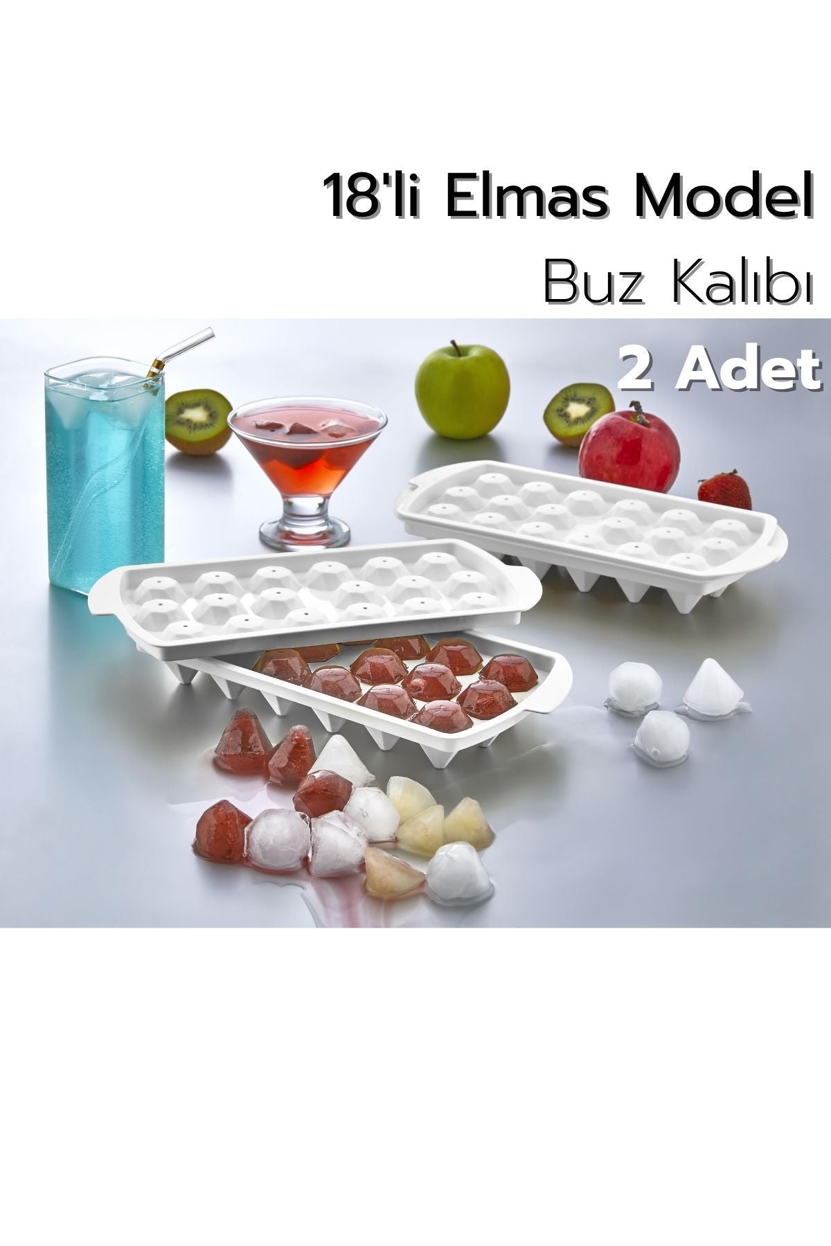 18'li Elmas Model Buz Kalıbı | Elmas Buzluk - 2 Adet