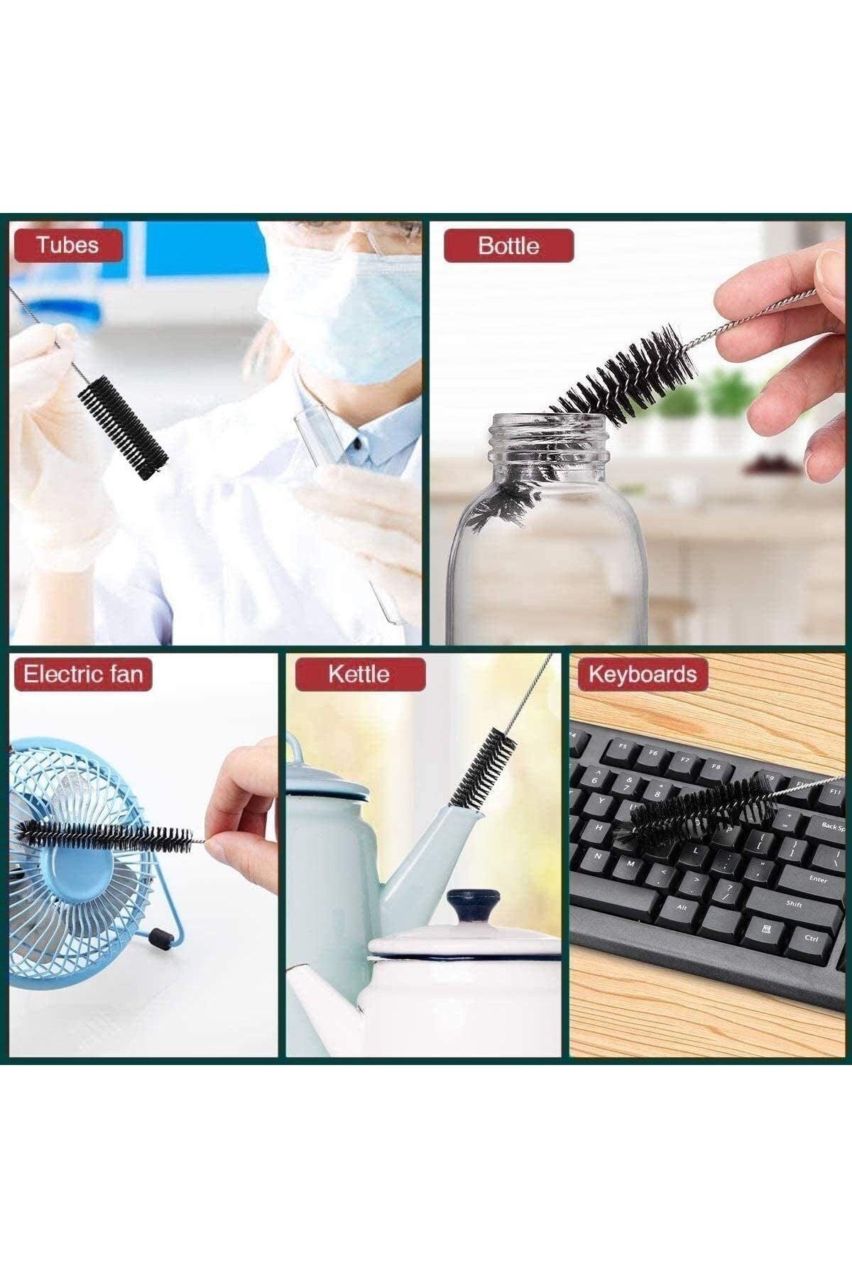 2 Adet Pratik Bükülebilir Temizlik Fırçası Klavye-pipet Temizleme Fırça Ince Temizlik Fırçası Beyaz