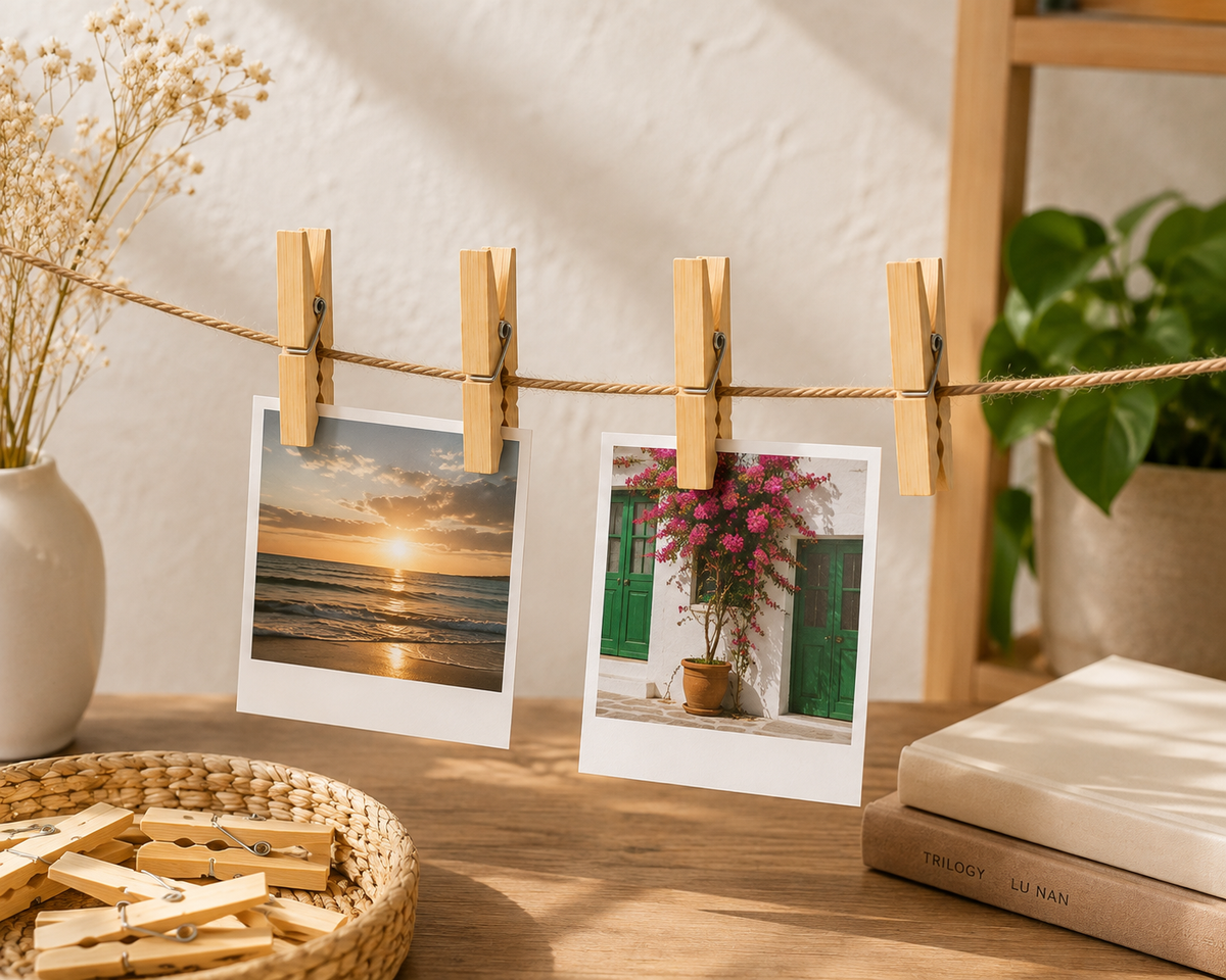20'li  Ahşap Mini Mandal Seti – Dekoratif Fotoğraf, Not ve Kart Tutucu Mandal 120 mm