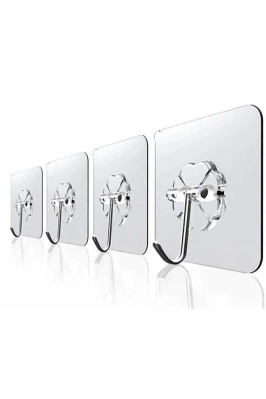 3 Adet Güçlü Şeffaf Duvar Askısı Askılığı Yapışkan Metal Kancalı Mutfak Banyo Askı