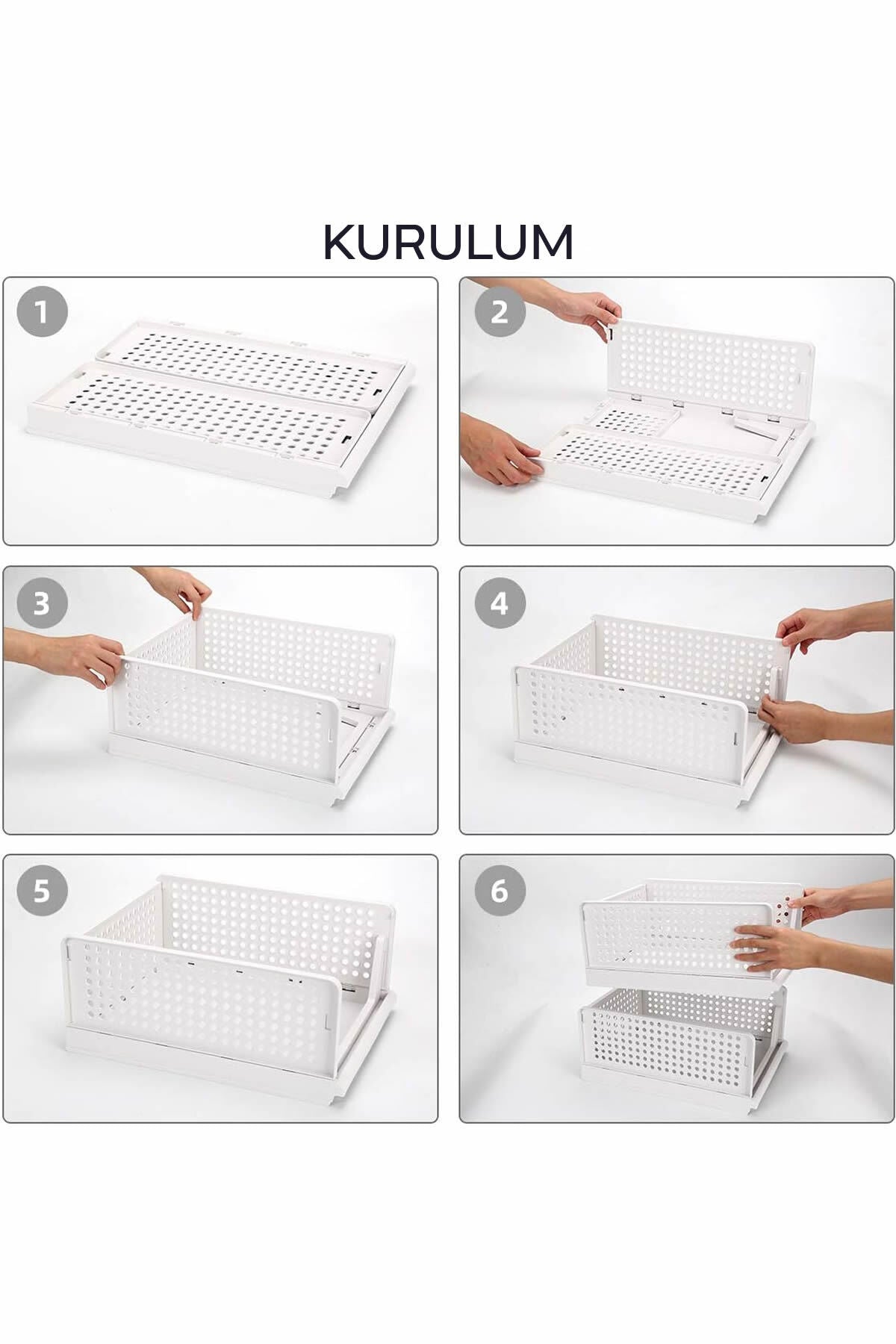 3 Adet Gri Raylı Elbise Organizeri - Mutfak Banyo Düzenleme Depolama Üst Üste Dizilebilir
