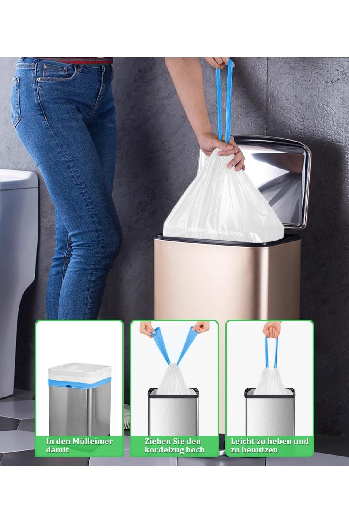 3 Rulo (30 Adet) 65x70 Mega Boy Büzgülü Çöp Torbası 60 Lt - | Çöp Poşeti (Limon-Lavanta-Çilek)