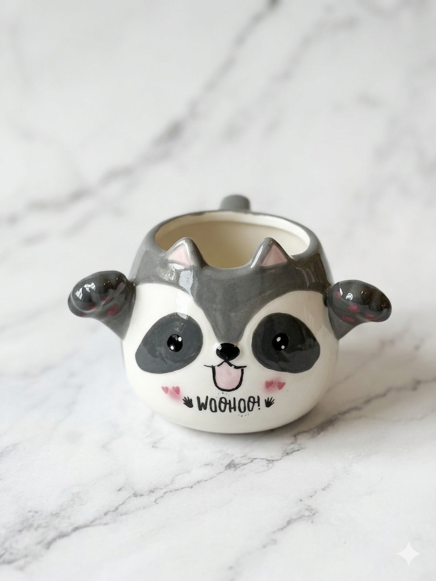 3D Hayvan Figürlü Seramik Kupa Bardak 400 ml