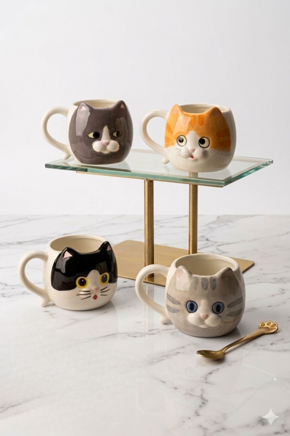 3D Kedi Figürlü Kupa 450 ml