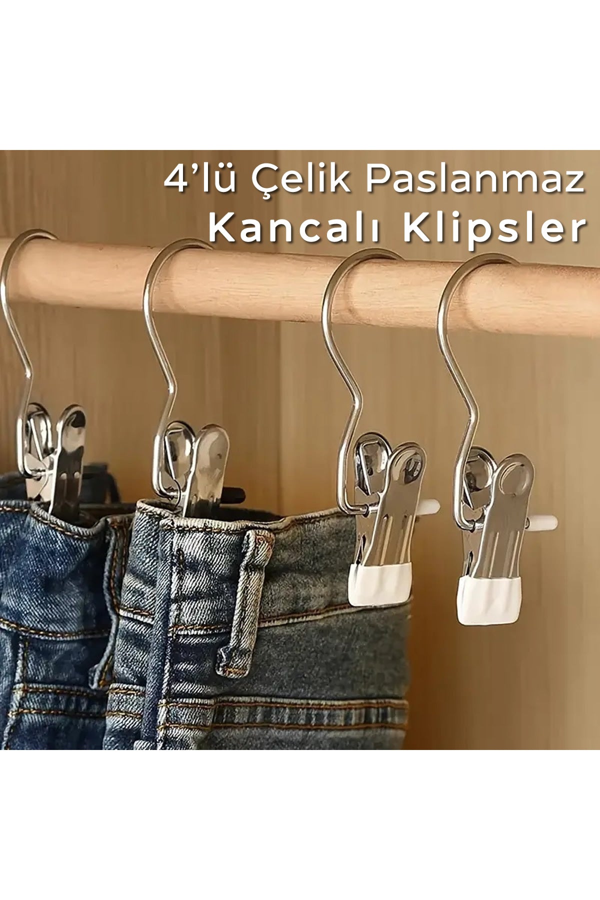 4 Adet Karışık Renk Çelik Askı Paslanmaz Maşalı Mandallı Kancalı Klipsleri Elbise Ve Pantolon Askısı