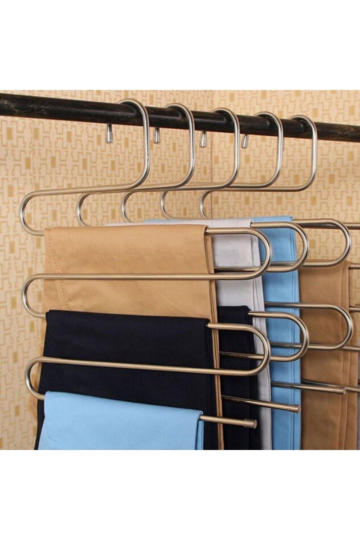 4 Adet Metal Pantolon Eşarp Askısı 5 Katlı 4 Adet Askı