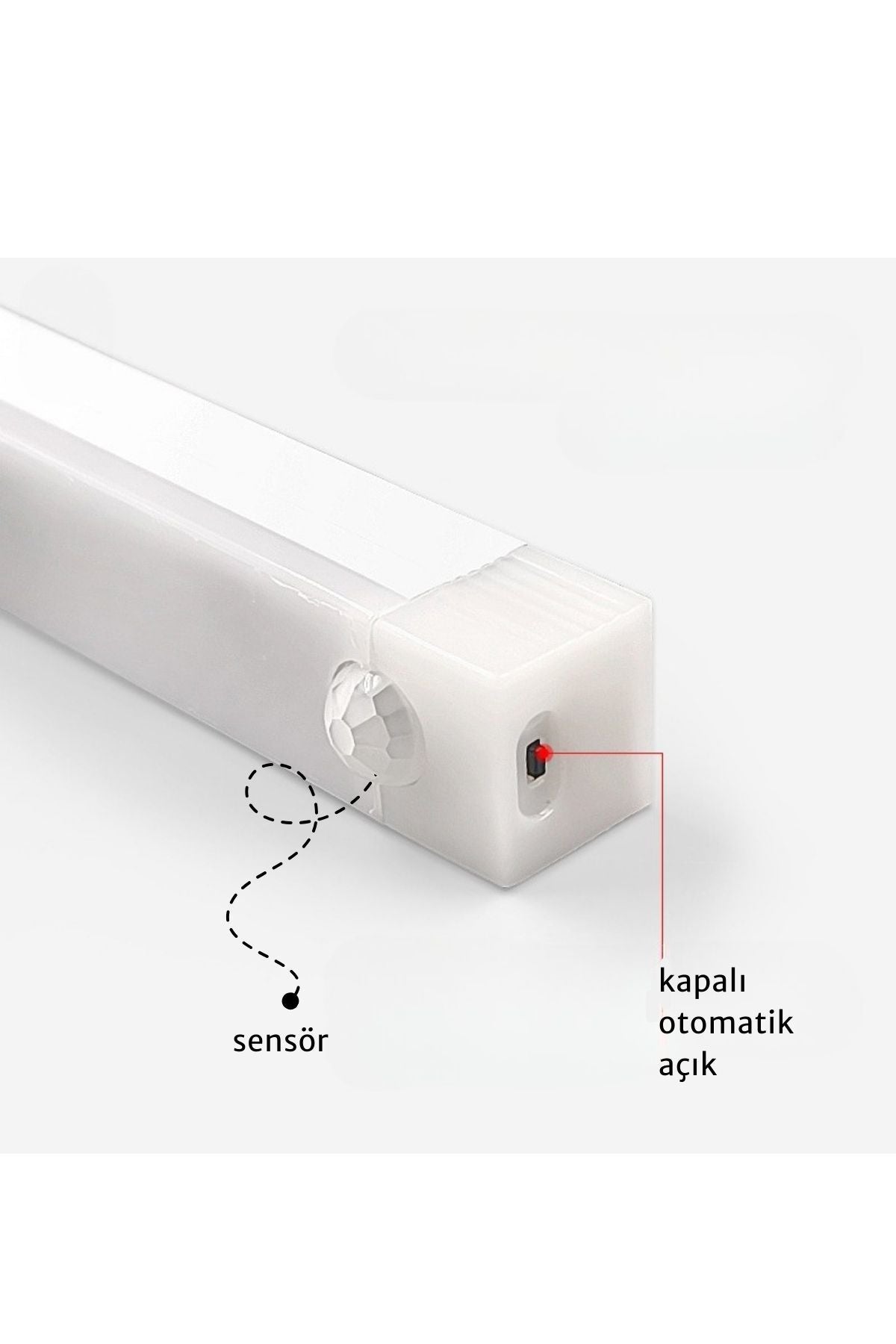 49,5 cm Beyaz Işık Hareket Sensörlü LED Lamba – Şarjlı, Dolap ve Koridor Kullanımı