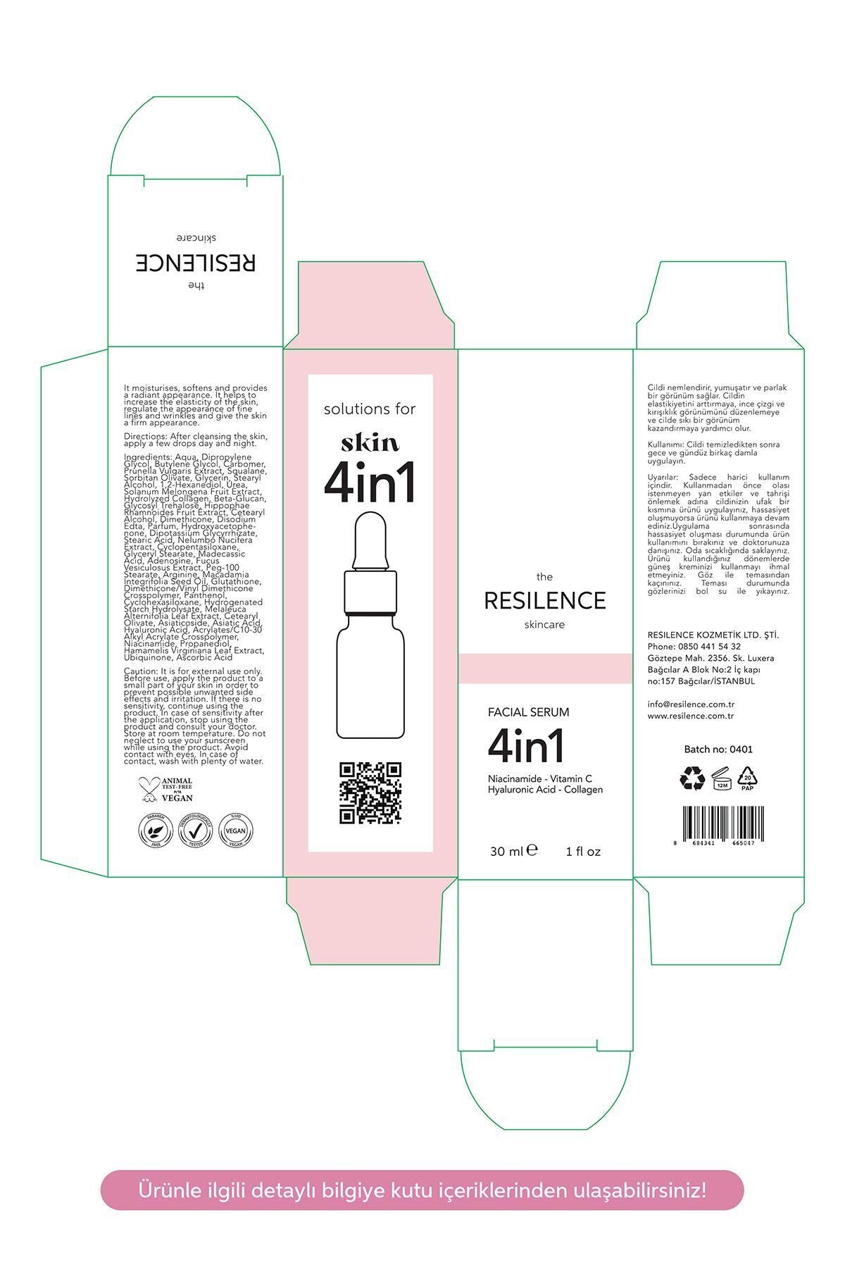 4in1 Mucizevi Serum Yoğun Nemlendirici Anti Aging Onarıcı 30 Ml