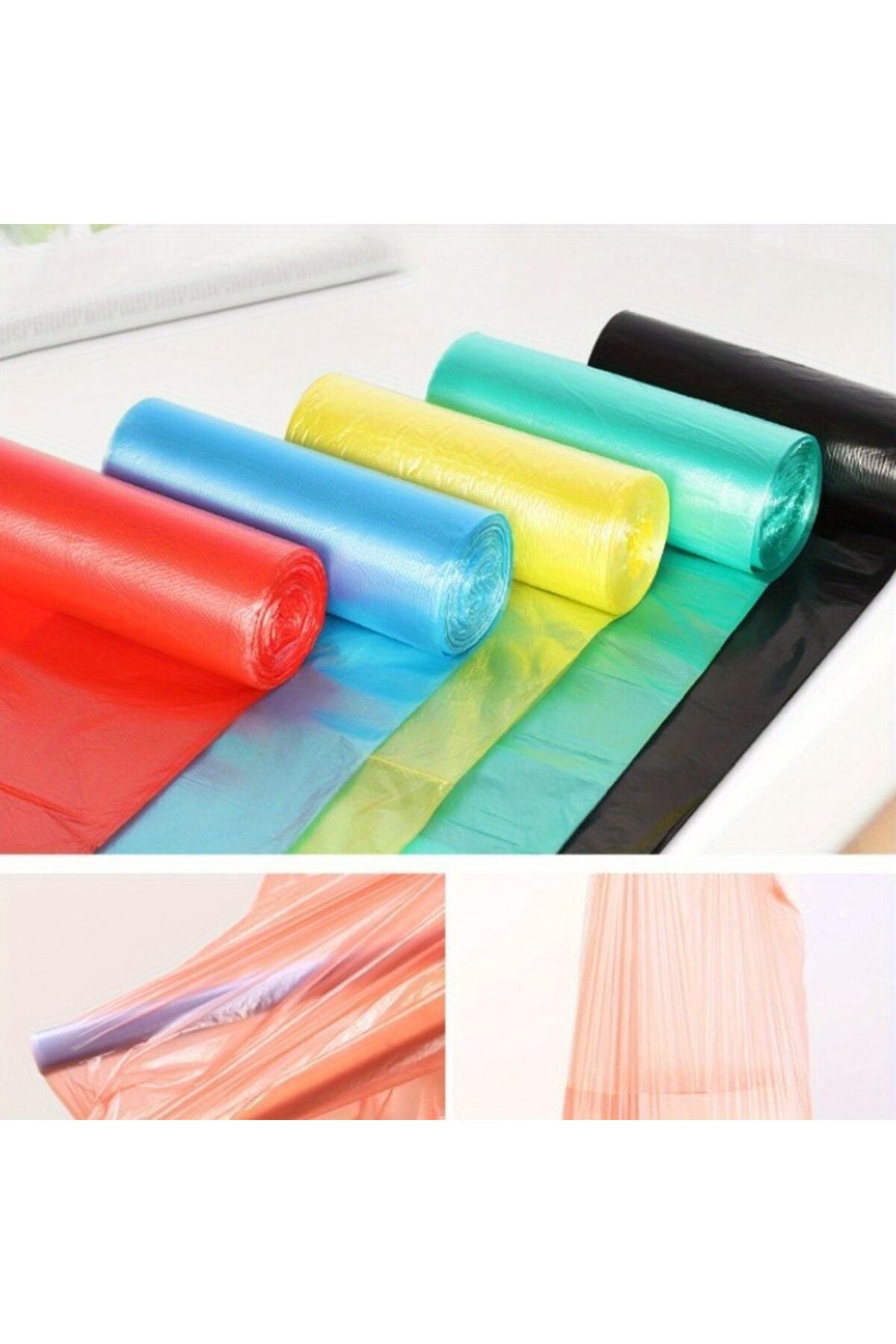 5 PAKET Büyük Boy 65X70 Çilek Kokulu Büzgülü Çöp Poşeti (50 Adet) Çöp Torbası 60 Litre