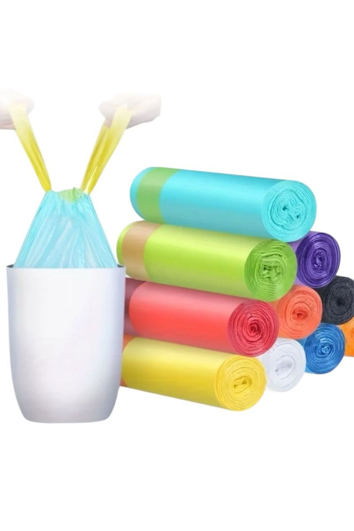 5 PAKET Büyük Boy 65X70 Çilek Kokulu Büzgülü Çöp Poşeti (50 Adet) Çöp Torbası 60 Litre