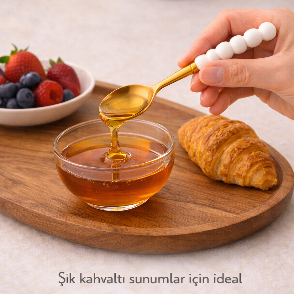 6 Adet Gold İnci Detaylı Tatlı Kaşığı