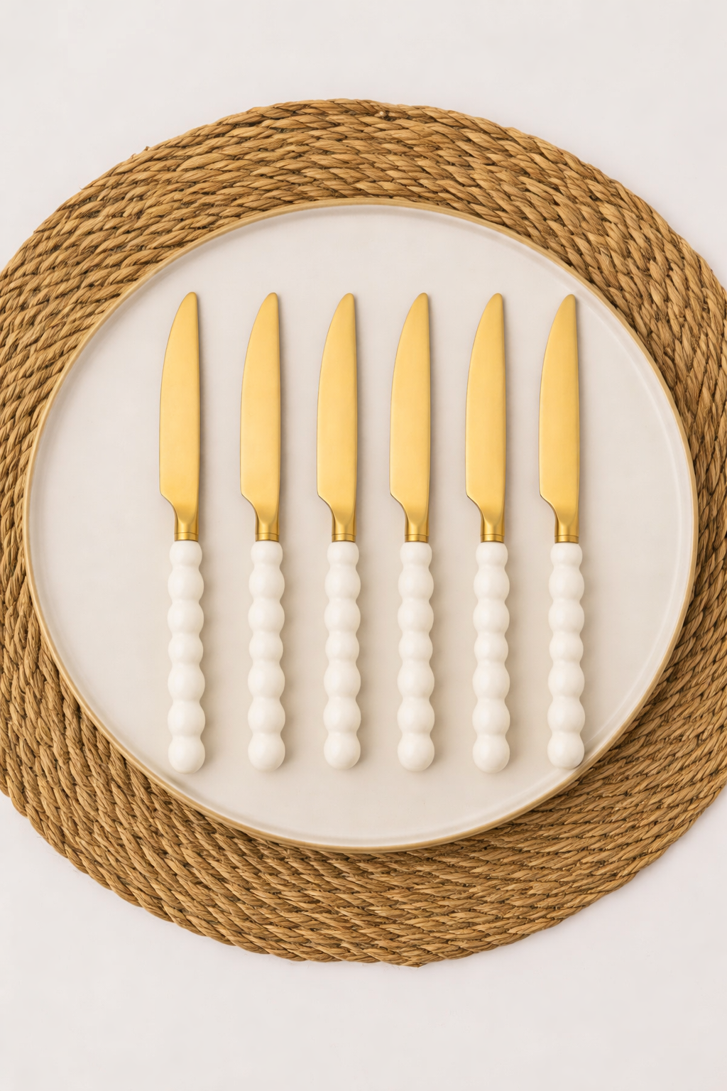 6 Adet Gold İnci Detaylı Yemek Bıçağı