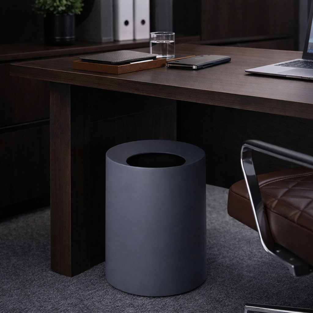 12 Litre Gizli Poşetli Çöp Kovası – Minimalist Ofis & Home Office Masa Altı Çöp Kutusu, Modern Tasarım
