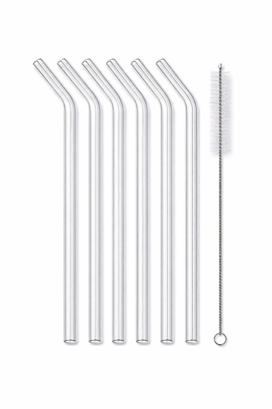 6 Adet Eğimli Cam Pipet ve 1 Adet Pratik Bükülebilir Pipet Temizleme Fırçası Seti