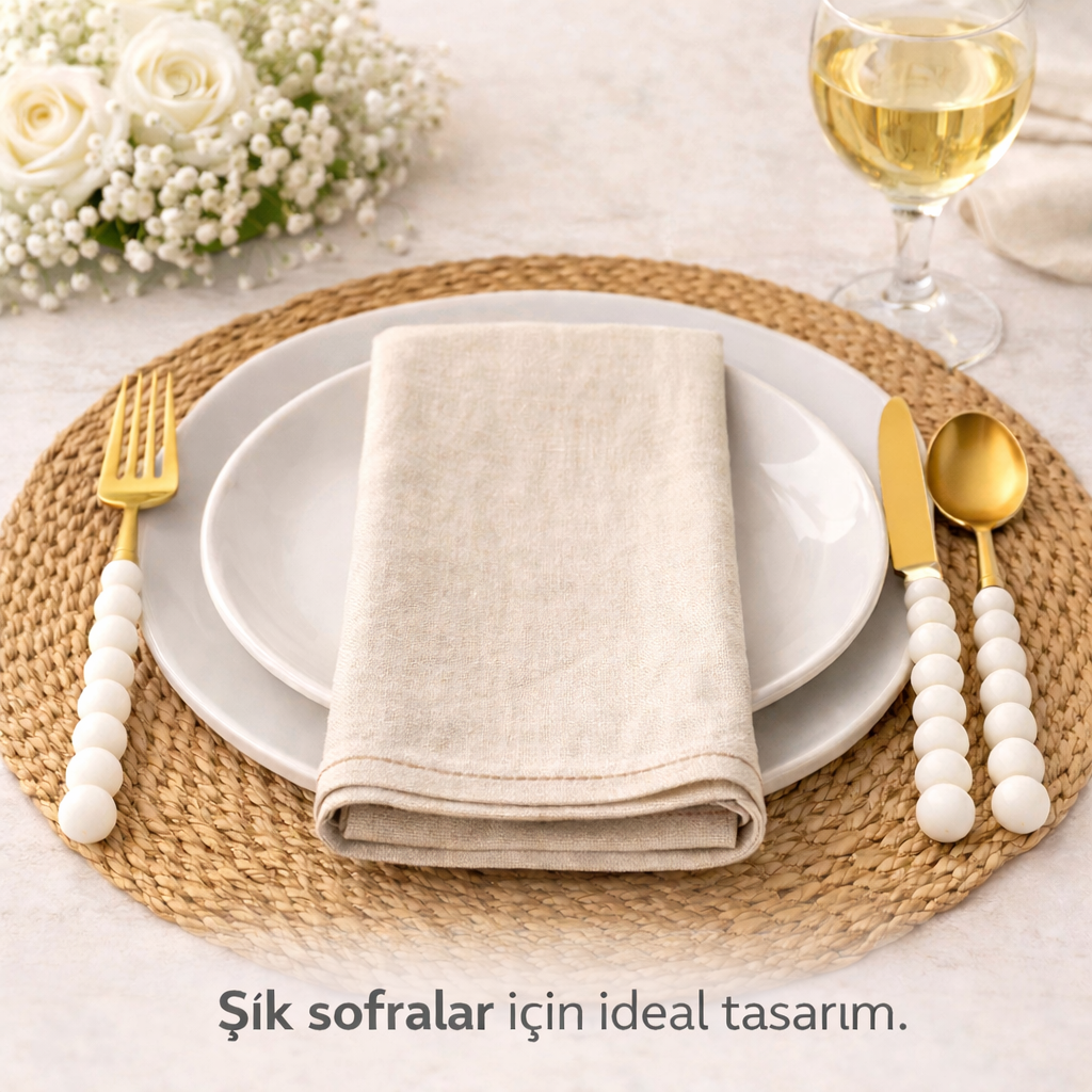 6 Adet Gold İnci Detaylı Yemek Çatalı