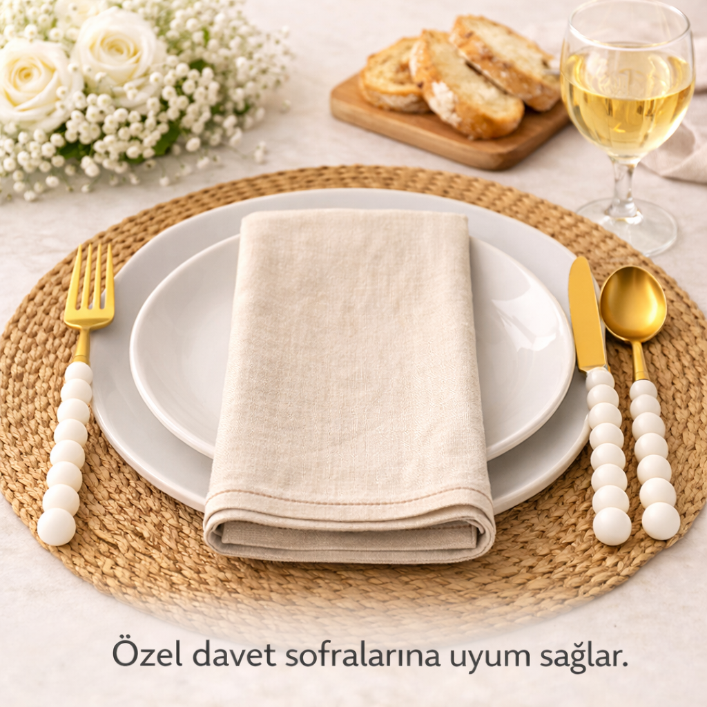 6 Adet Gold İnci Detaylı Yemek Çatalı