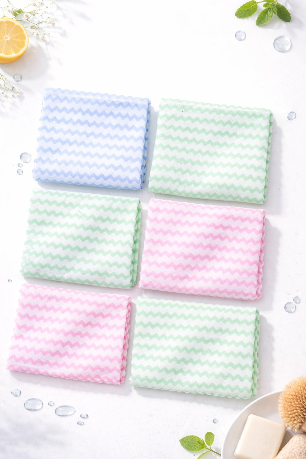 6 Adet Mikrofiber Bez 28x30, Süper Emici Mercan Polar Kumaş, Koku Yapmaz, Nem ve Bakteri Önler Çeyiz