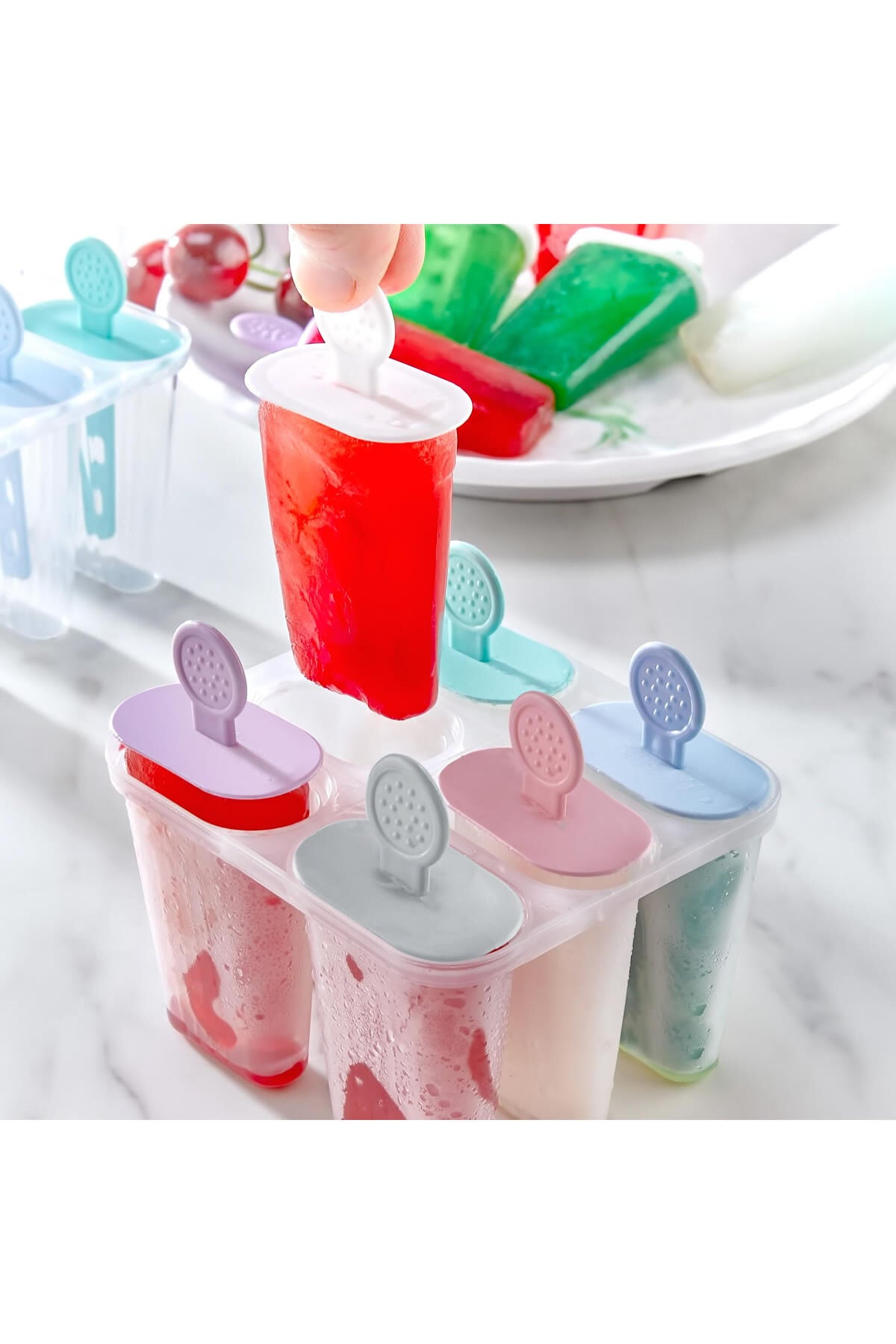 6 Bölmeli Dondurma Kalıbı ve Çubukları - BPA Free | 7,5 x 5,5 x 3 cm