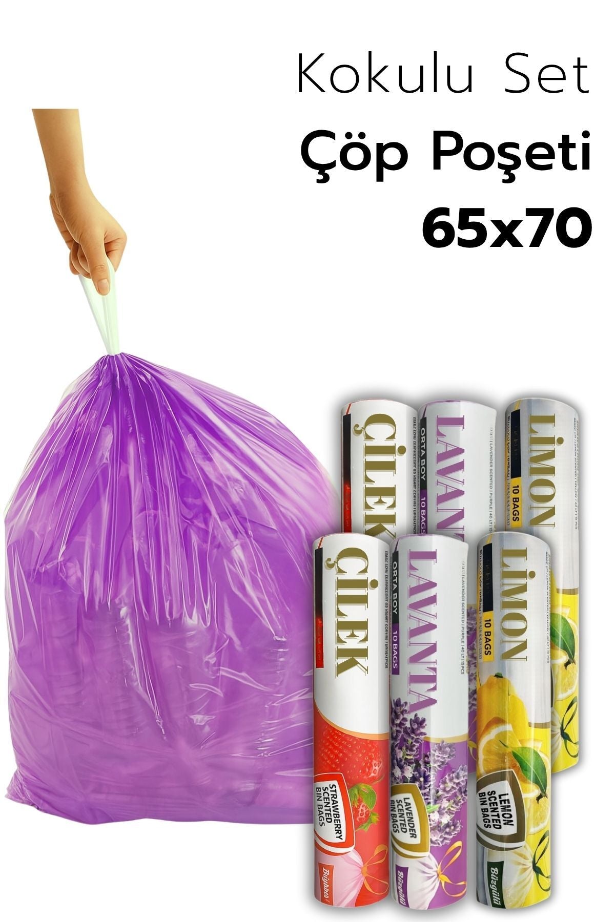 6 Rulo 60 Adet Çok Avantajlı Paket 65x70 Mega Boy Büzgüllü Çöp Torbası 60 Lt - | Çöp Poşeti