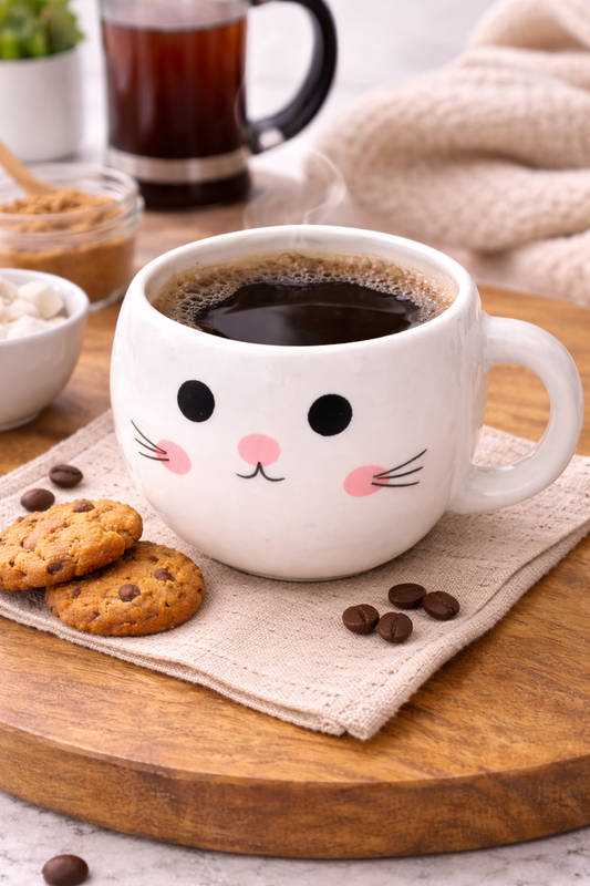 Sevimli Kedi Tasarımlı Seramik Kupa – Kahve & Latte Bardağı – Dekoratif Hediye Kupa