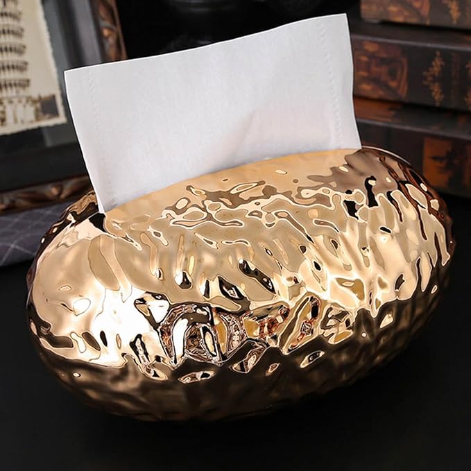 Gold-Bronz Dekoratif Peçetelik – Modern Tasarım Parlak Altın Masa Üstü Aksesuar