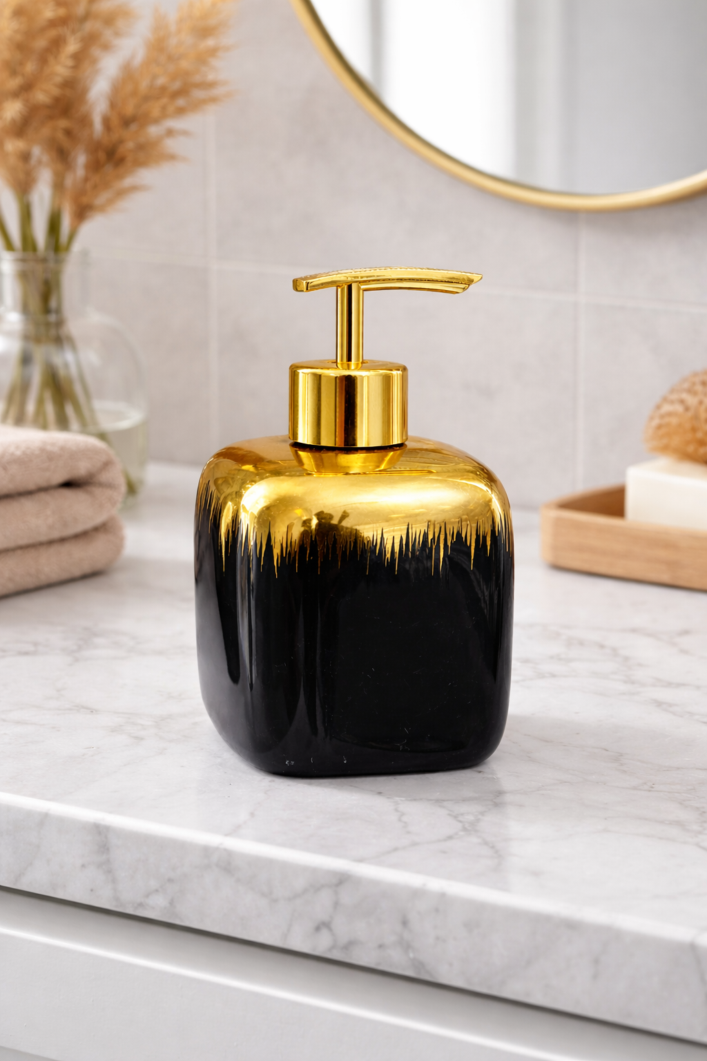 NERO Siyah Gold Sıvı Sabunluk – Lüks Banyo & Mutfak  Sabun Dispenseri