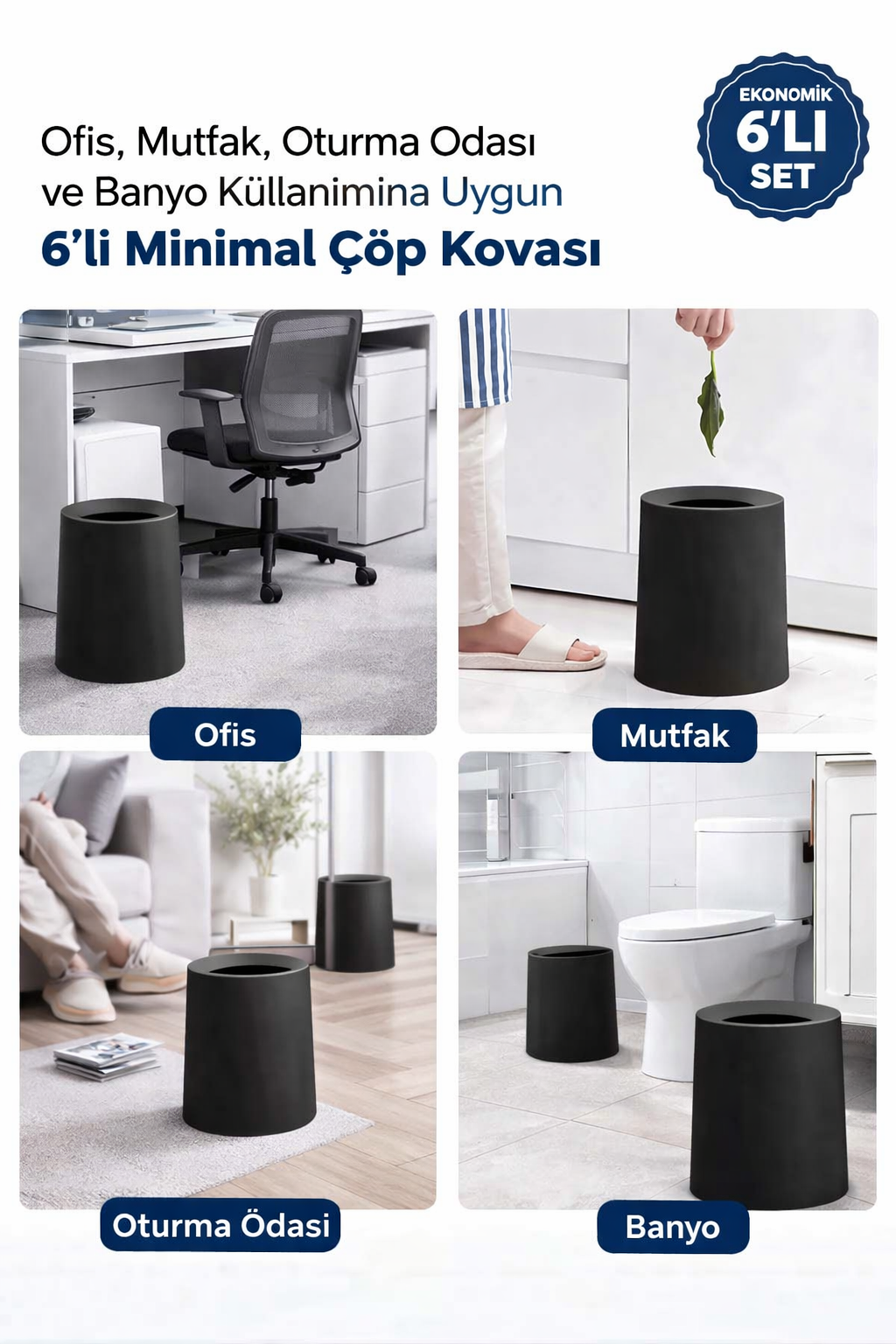 6 Adet Void Hotel Ve Ofis Tipi Sihirli Iç Kovalı Ev Mutfak Banyo Çöp Kovası | Çöp Poşeti Gözükmez