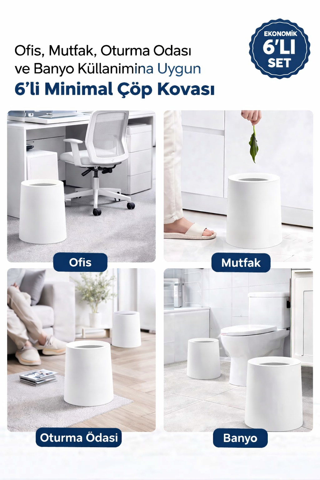 6 Adet Void Hotel Ve Ofis Tipi Sihirli Iç Kovalı Ev Mutfak Banyo Çöp Kovası | Çöp Poşeti Gözükmez